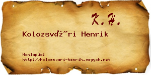 Kolozsvári Henrik névjegykártya